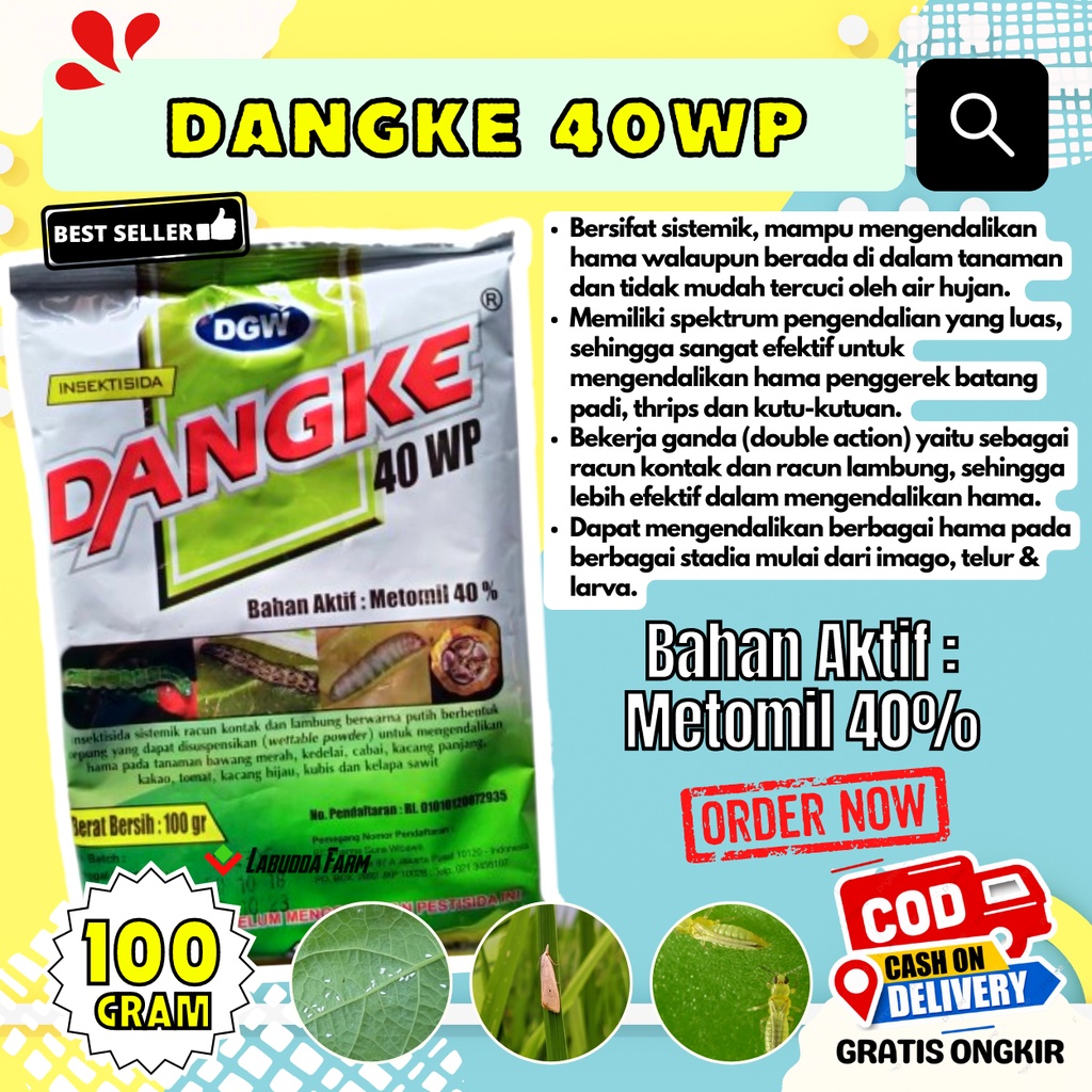 Dangke 100 Gram 40WP Insektisida Metomil - Insektisida Ulat Grayak Bersifat Sistemik Paling Ampuh Ba