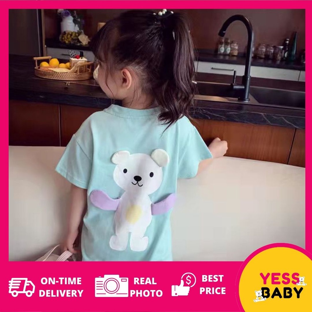 yessbaby HELLOBEAR gaun anak perempuan/Baju anak perempuan/rok bayi/Kaos dress anak moktif beruang cute import