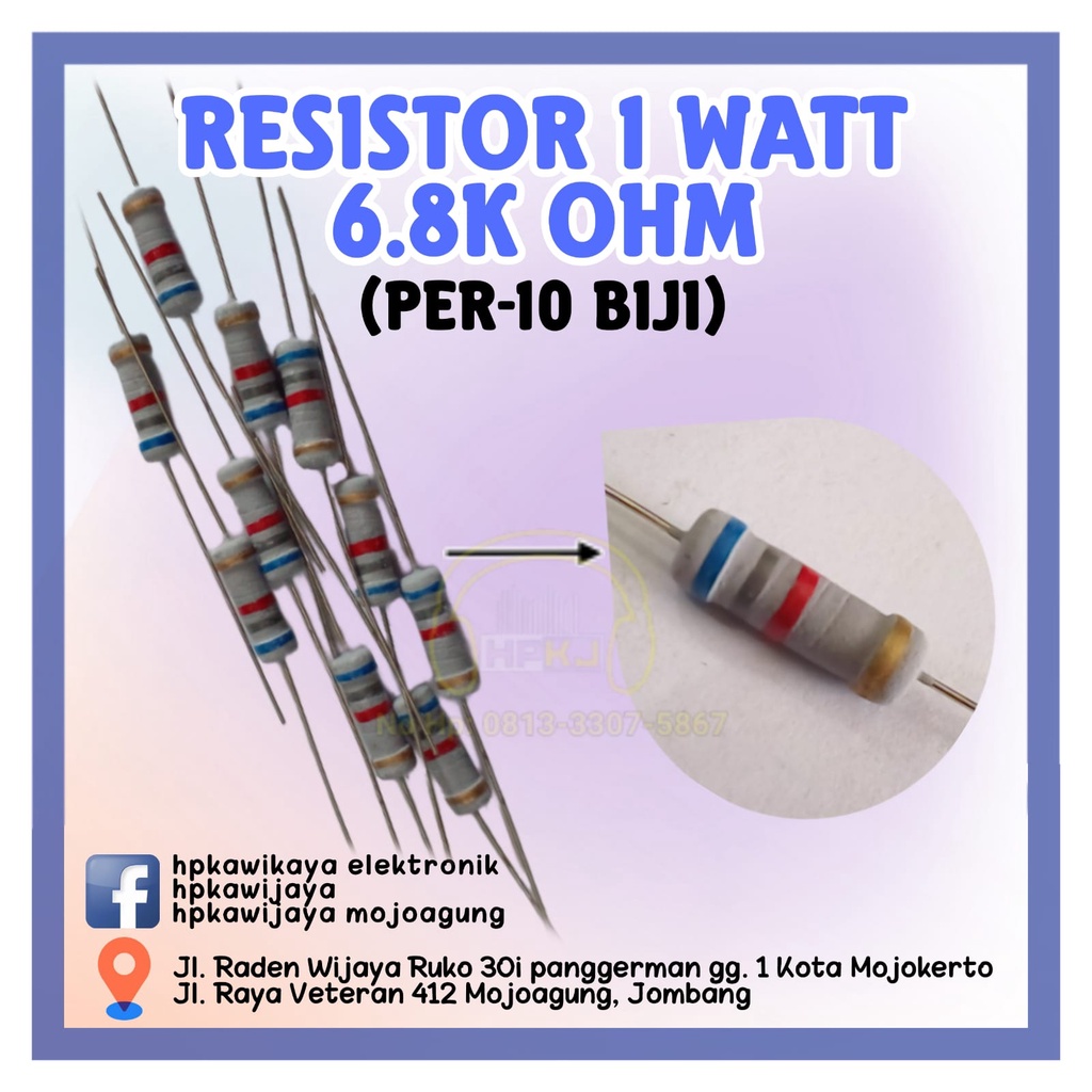 ( 40PCS ) RESISTOR 1 WATT 6.8K OHM 1watt 6.8kohm R 1 watt 6.8K ohm