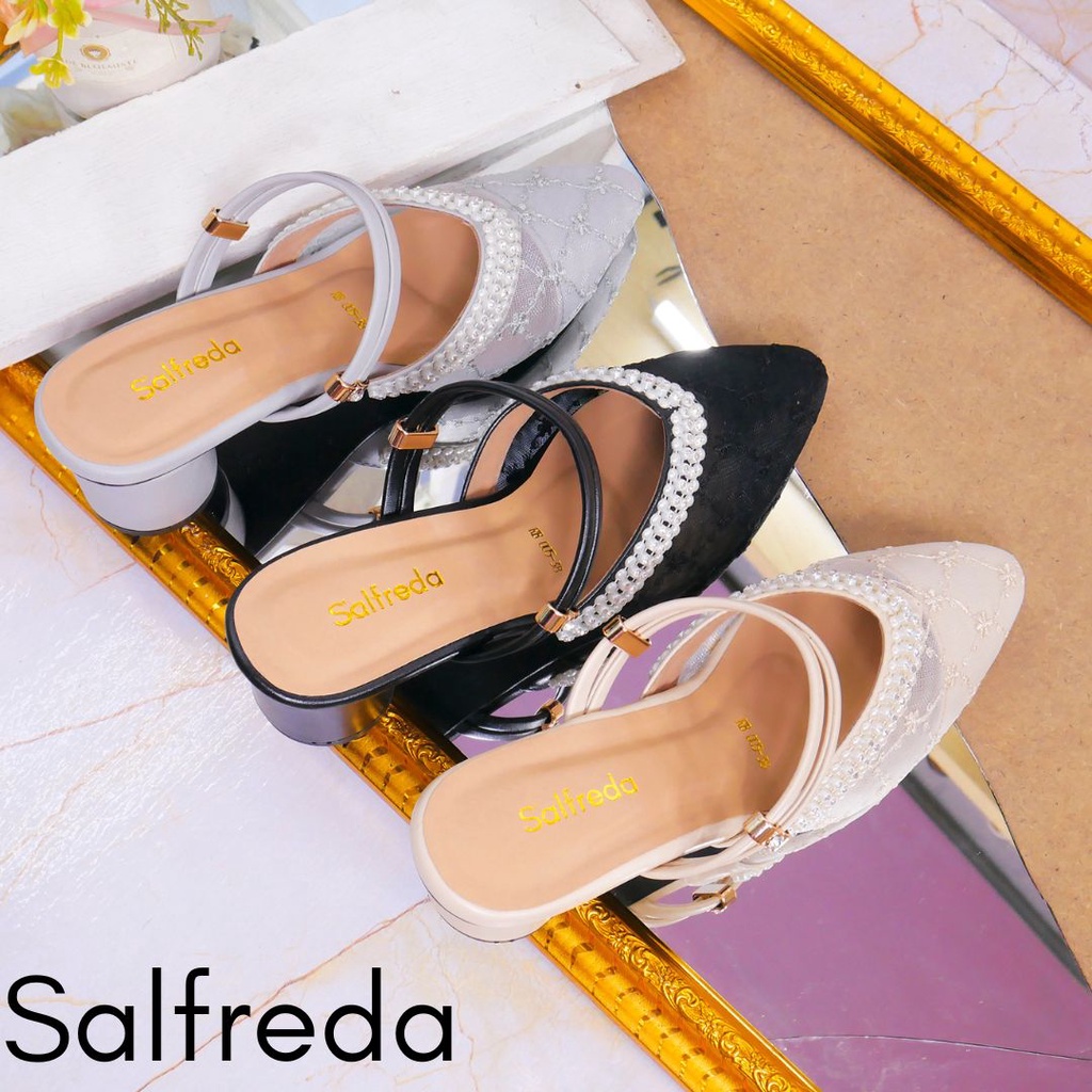 Sepatu Sandal Pesta Wanita Kondangan Elegan Terbaru Mewah Ori Import Impor Korea Brukat Hak Heels 5 cm Kaca Pernikahan Wedding Kantoran RB70005