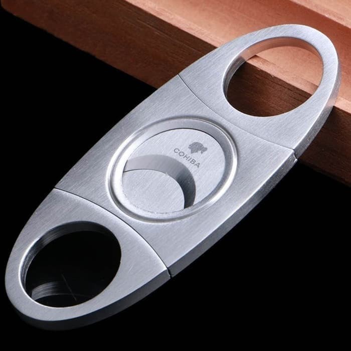 PEMOTONG CERUTU COHIBA CIGAR CUTTER DOUBLE BLADE STAINLESS STEEL