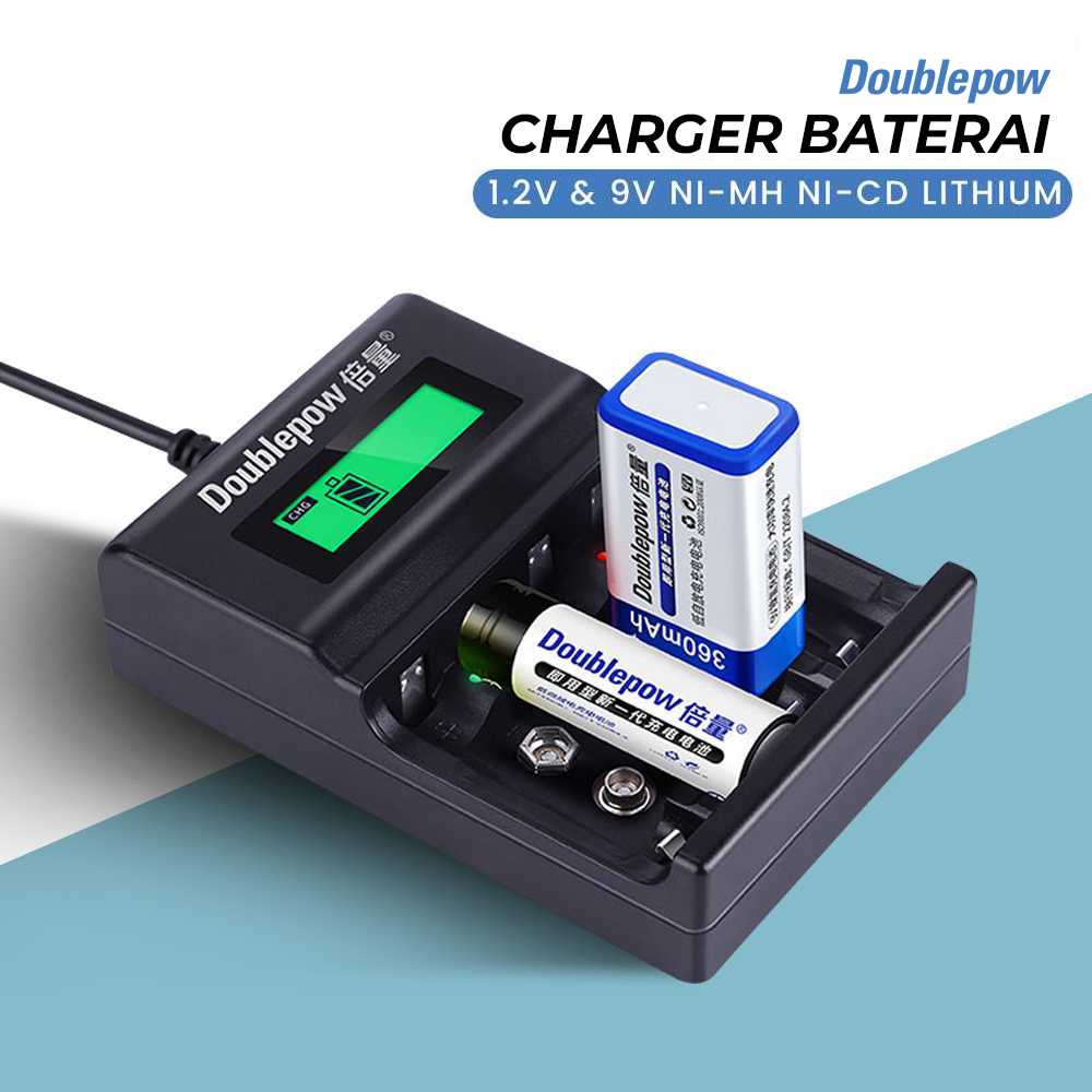 (BISA COD) FTIHSHP Doublepow Charger Baterai 1.2V &amp; 9V NI-MH NI-CD Lithium - DP-UK95