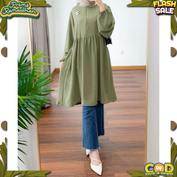 Kwalitas Preiuumn Bahanm Panjang Perempuaan Lobg Tuniqq Cocok Untuk Lebaran Adem Halus Tunik Kondang