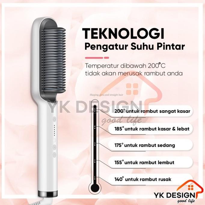 Yk Design Yk-1621 Catok Sisir Pelurus Rambut Hair Straightener Curler