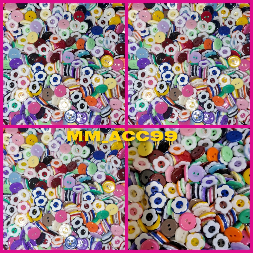 KANCING SAKURA 13MM WARNA WARNI MIX ISI 144PCS