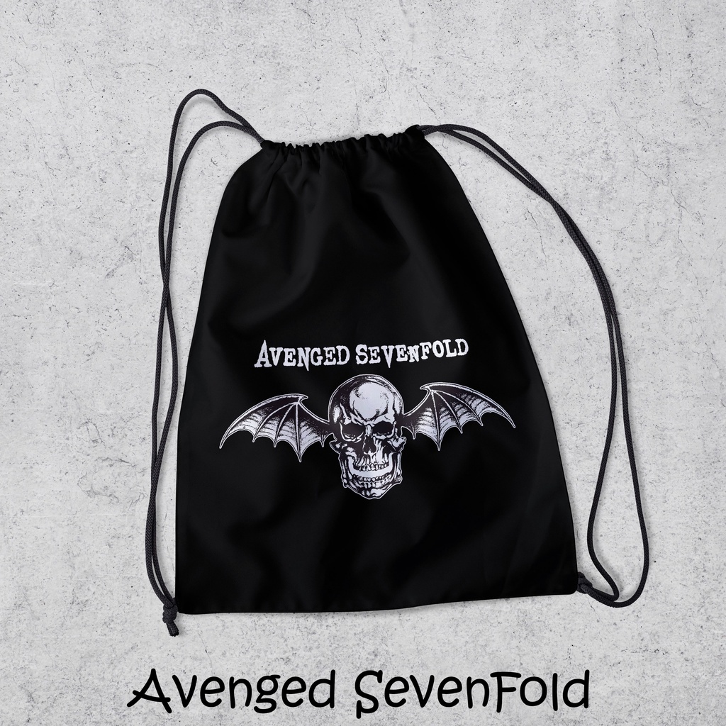Tas Serut / String Bag Anti Air TERLENGKAP - Tas Ransel Serut Tas Olahraga Tas Sekolah Tas Serut Waterproof Pria Dan Wanita Tas Polos - Custom Bisa COD - P3-AVENGED 7 FOLD