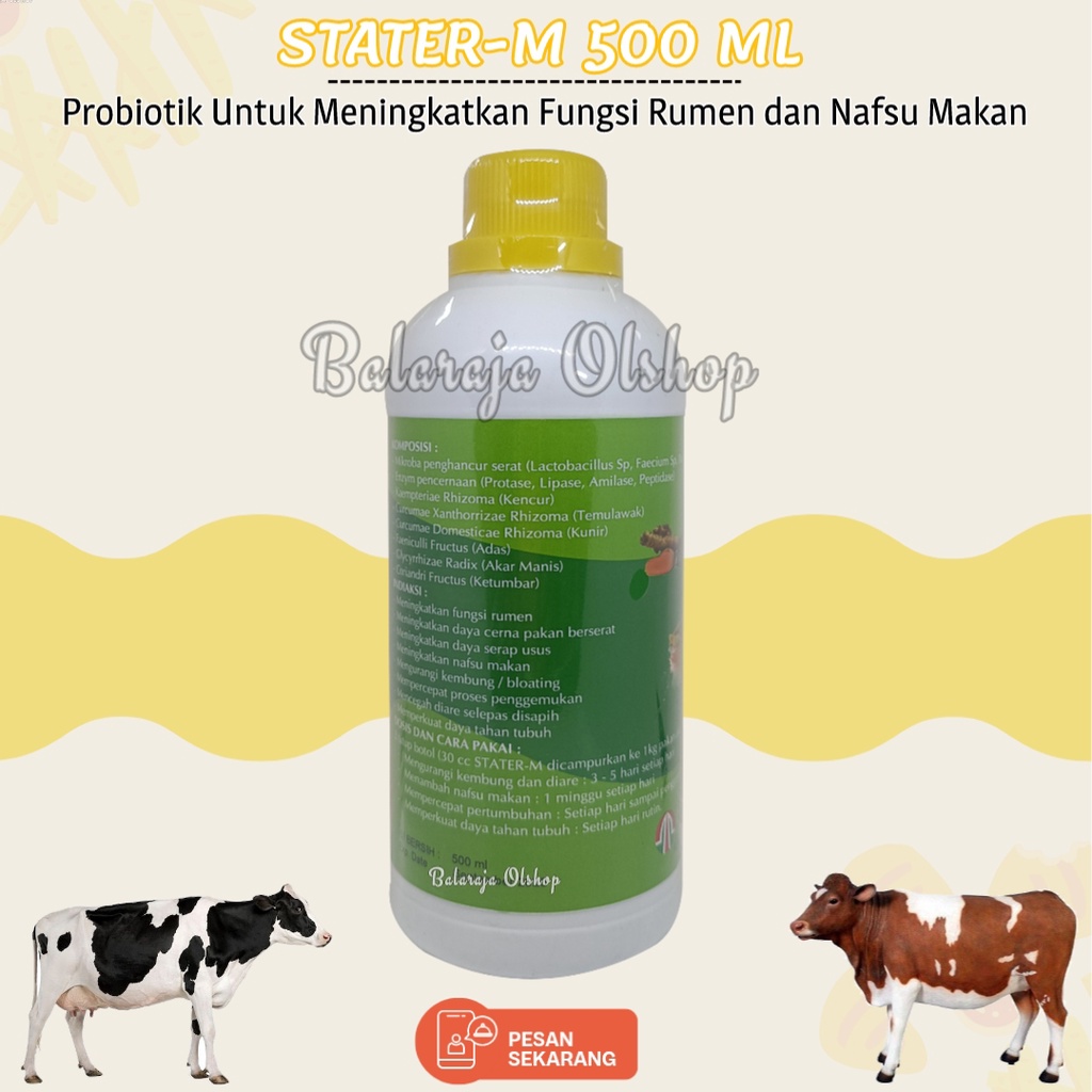 Vitamin Meningkatkan Fungsi Rumen Nafsu Makan Sapi Stater - M Sapi 500 Ml Original - Untuk Meningkatkan Daya Cerna Kurangi Kembung Diare