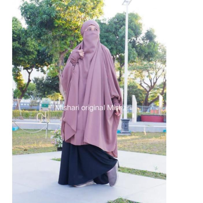 ★ Jilbab hijab instan/Hijab Bergo wolpeach/ french khimar tangan kerut/ french khimar Nadhira ←