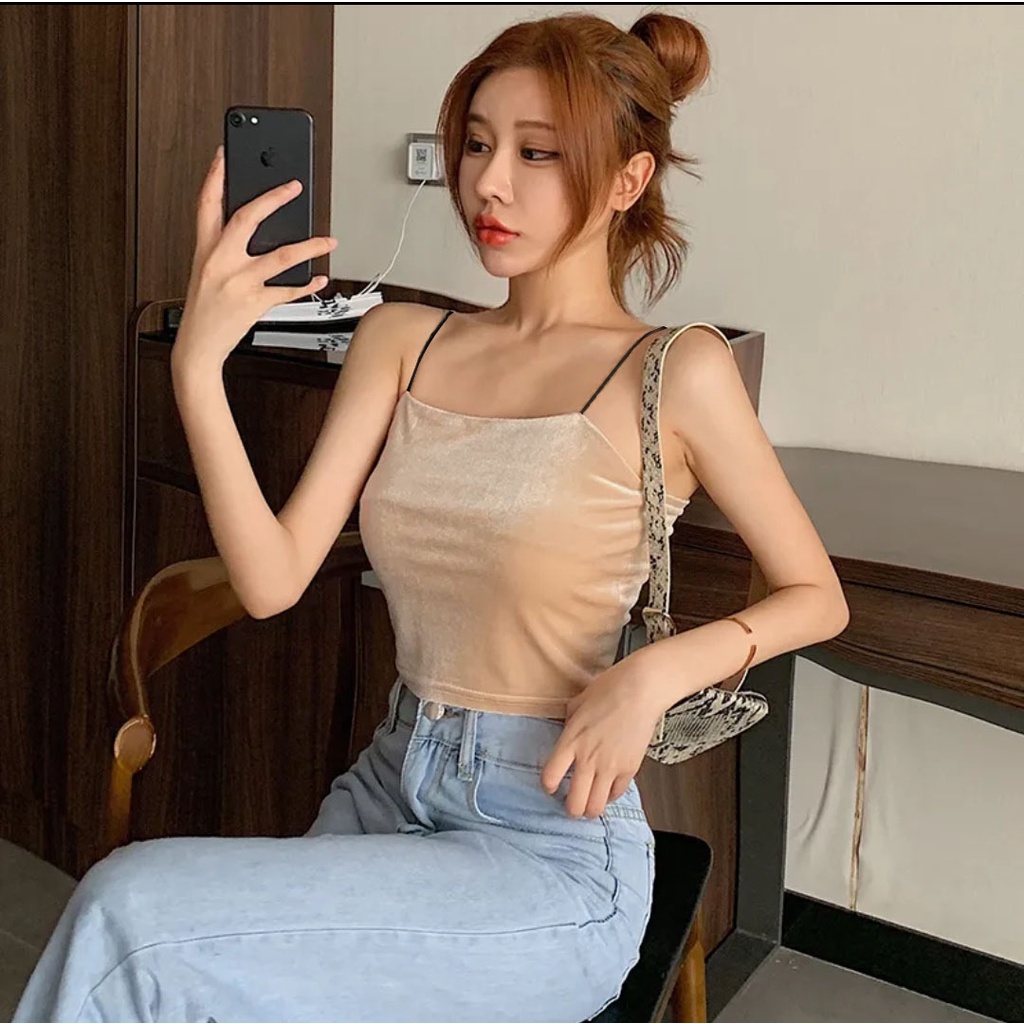 Tanktop wanita velvet gaya korea 927