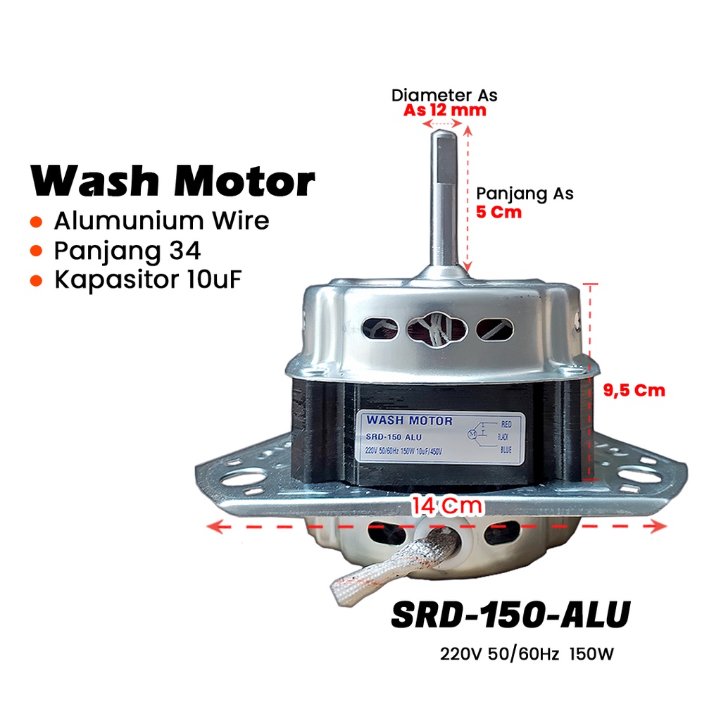 (I) Dinamo Wash Mesin Cuci Kaki 3 As 12 mm SRD 150 ALU Berkualitas dan Tahan Lama