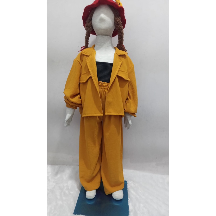 RILLO -SETELAN ANAK PEREMPUAN BLAZER OUTER CRINKLE AIRFLOW 6-13 TAHUN