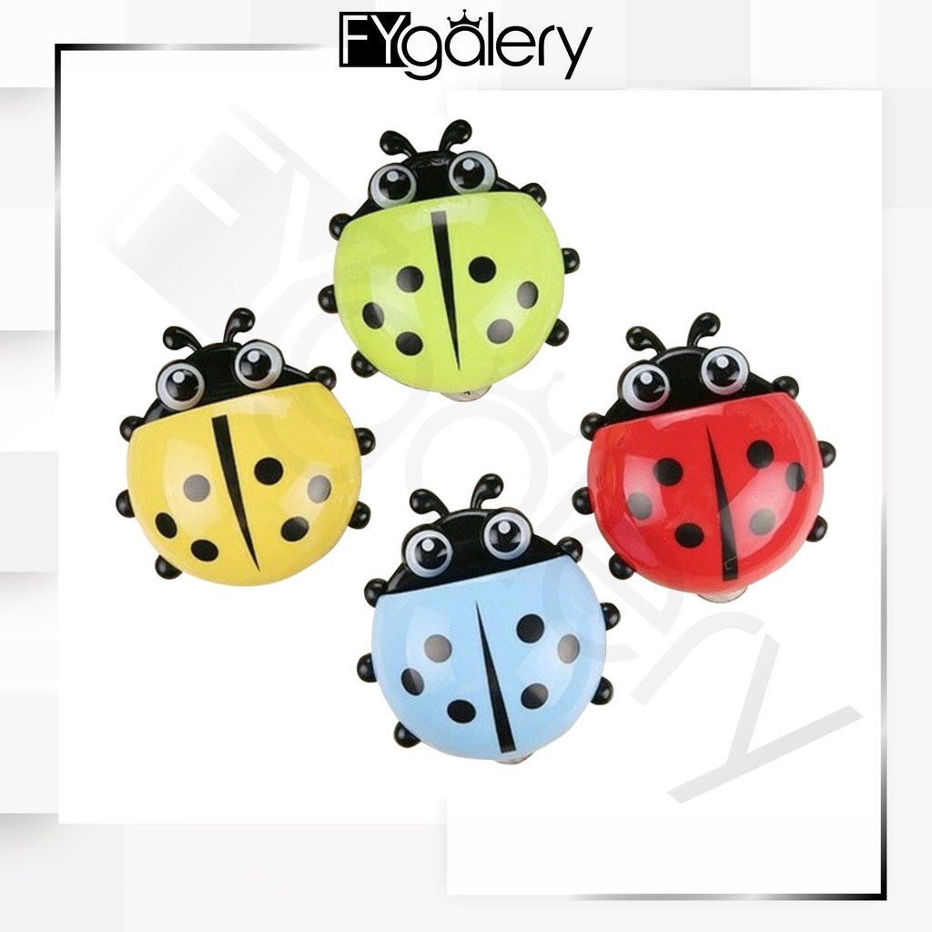 FYGALERY Tempat Sikat Gigi Dan Odol Lady Bug Bentuk Kumbang Toothbrush Holder Organizer Murah