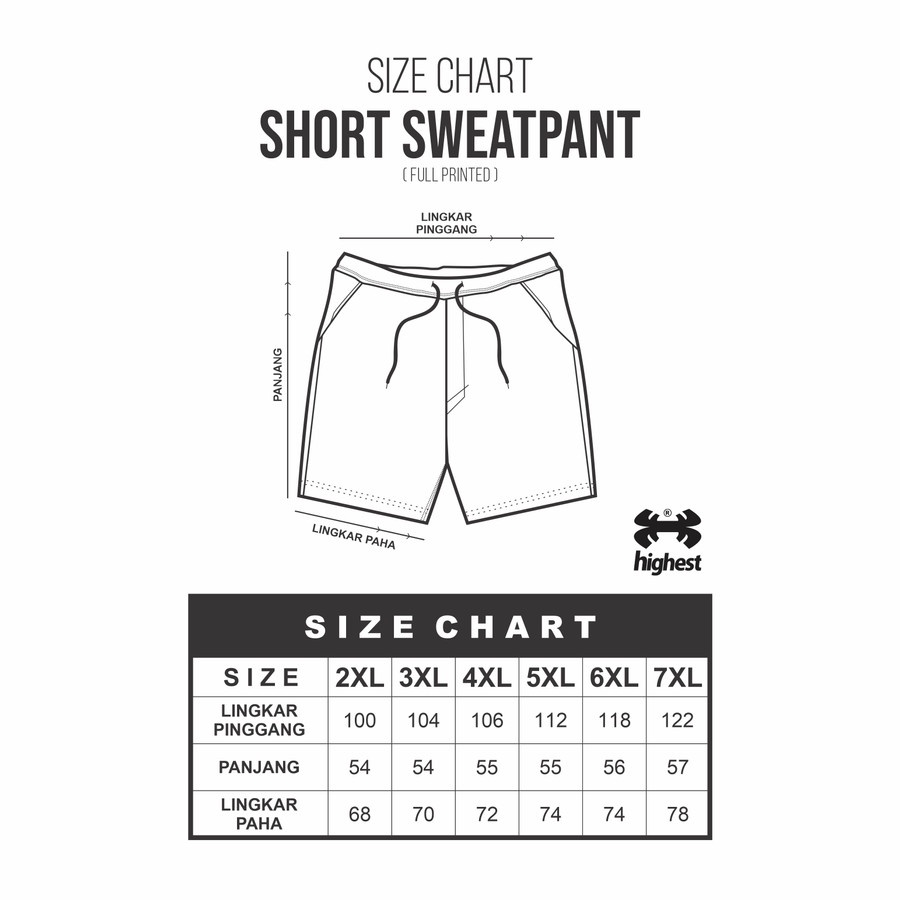 HIGHEST Celana Olahraga Pendek BigSize Sweatpants Jumbo HGSP Artwork