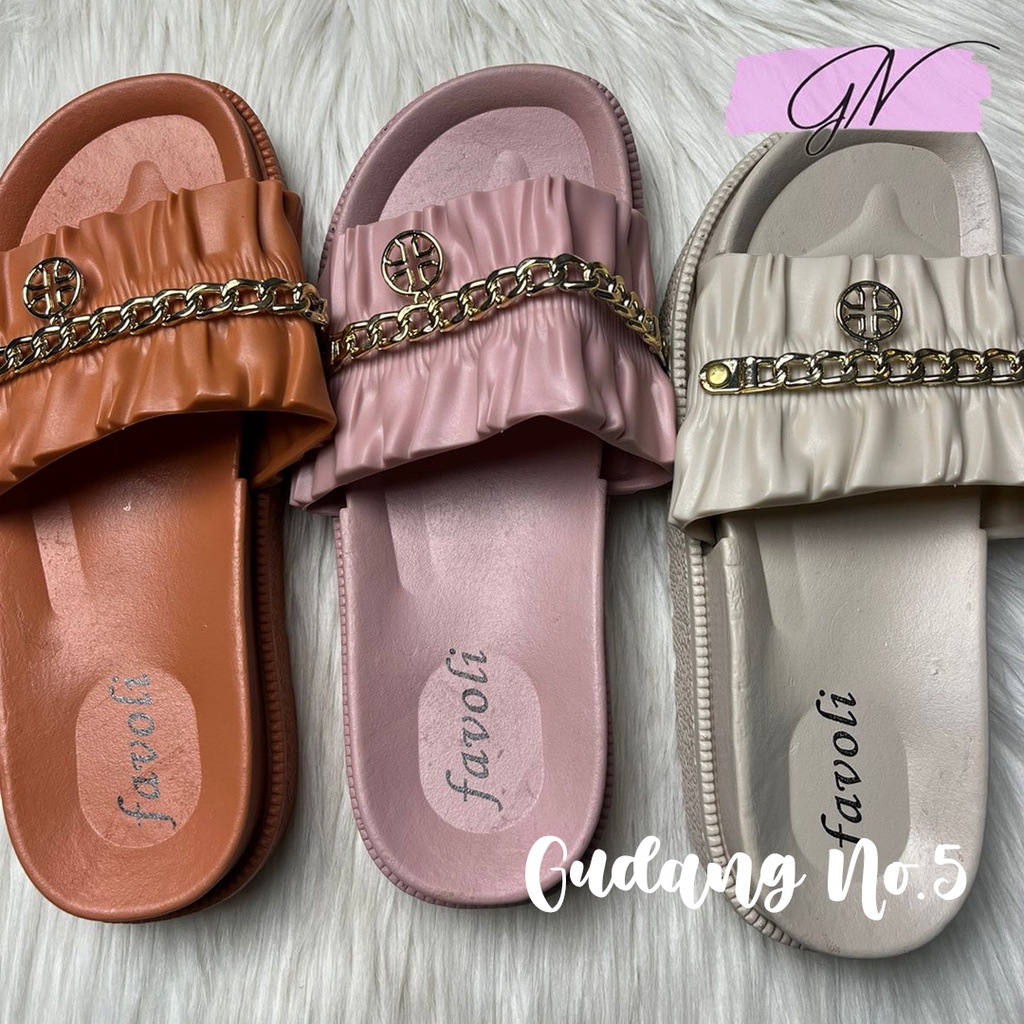 GN-1603-A1 &amp; A2 Sandal Selop Jelly Rantai Fashion Wanita Import Favoli PCU