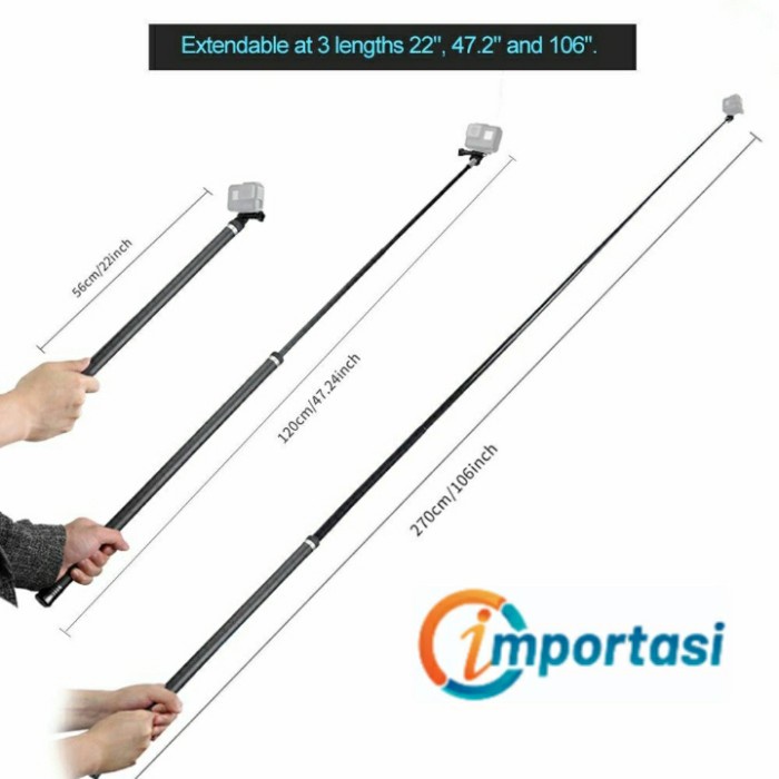 Stick 2.7M Monopod Full Carbon Fiber Insta360 One X X2 R GO2 Gopro Max