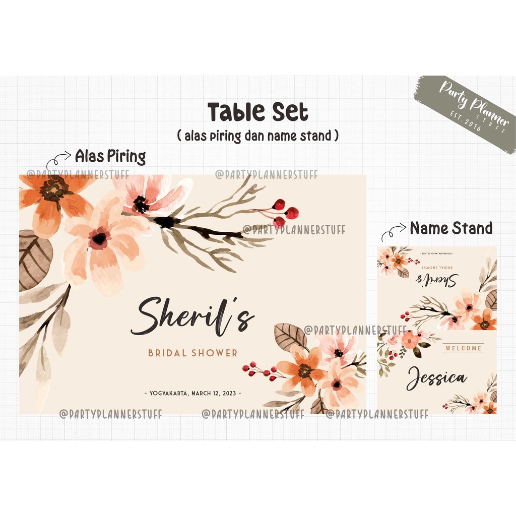 Table set sweet seventeen birthday / table set bridal shower / table set birthday dinner birthday lu