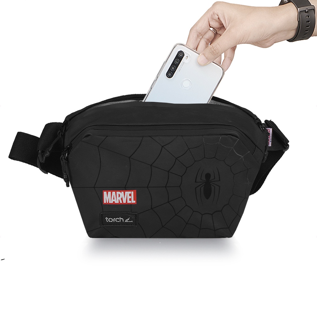 Marvel Spider-Man (Spider Web) TORCH Depok Tas Pinggang Ringan Anti Air Pria Wanita - Waist Bag Waterproof KOYAKE