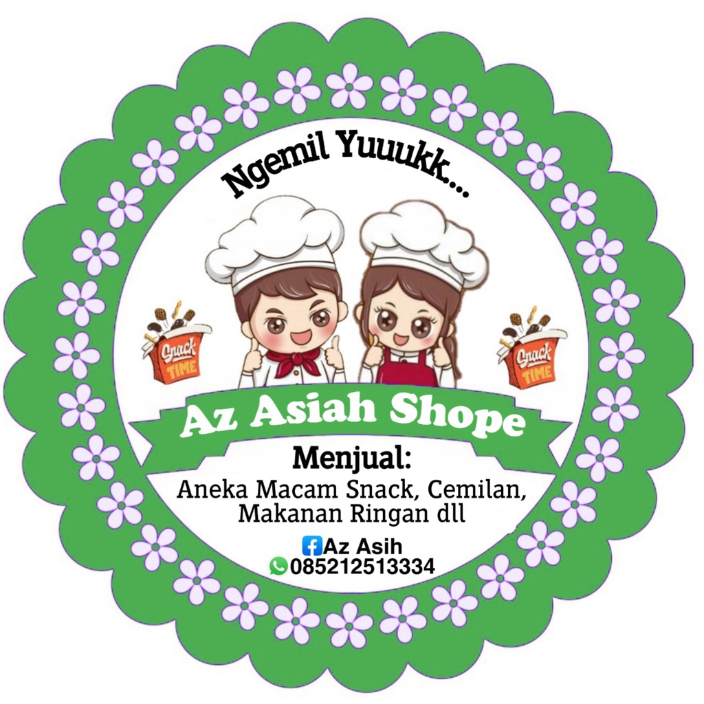 

(MINIMAL ORDER 100 PCS) STIKER PRODUK KEMASAN MAKANAN RINGAN MOTIF BUNGA HIJAU