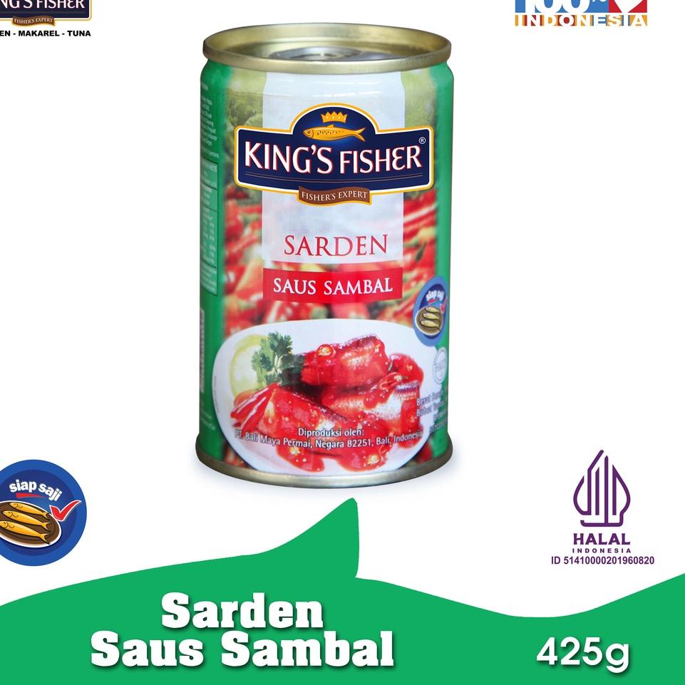 

Pasti Laku King's Fisher Sarden saus sambal Makanan Kaleng 425 gr