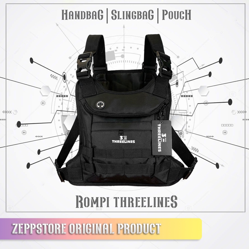 TAS DADA PRIA ROMPI ORIGINAL THREELINES - TAS DADA TACTICAL - HITAM ORIGINAL ROMPI THREELINES - TAS 