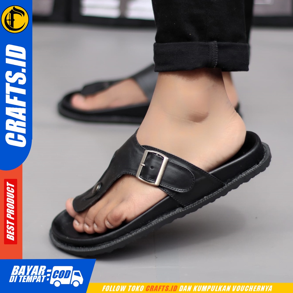 Sandal Kulit Asli Sendal Casual Pria Crafts Haka