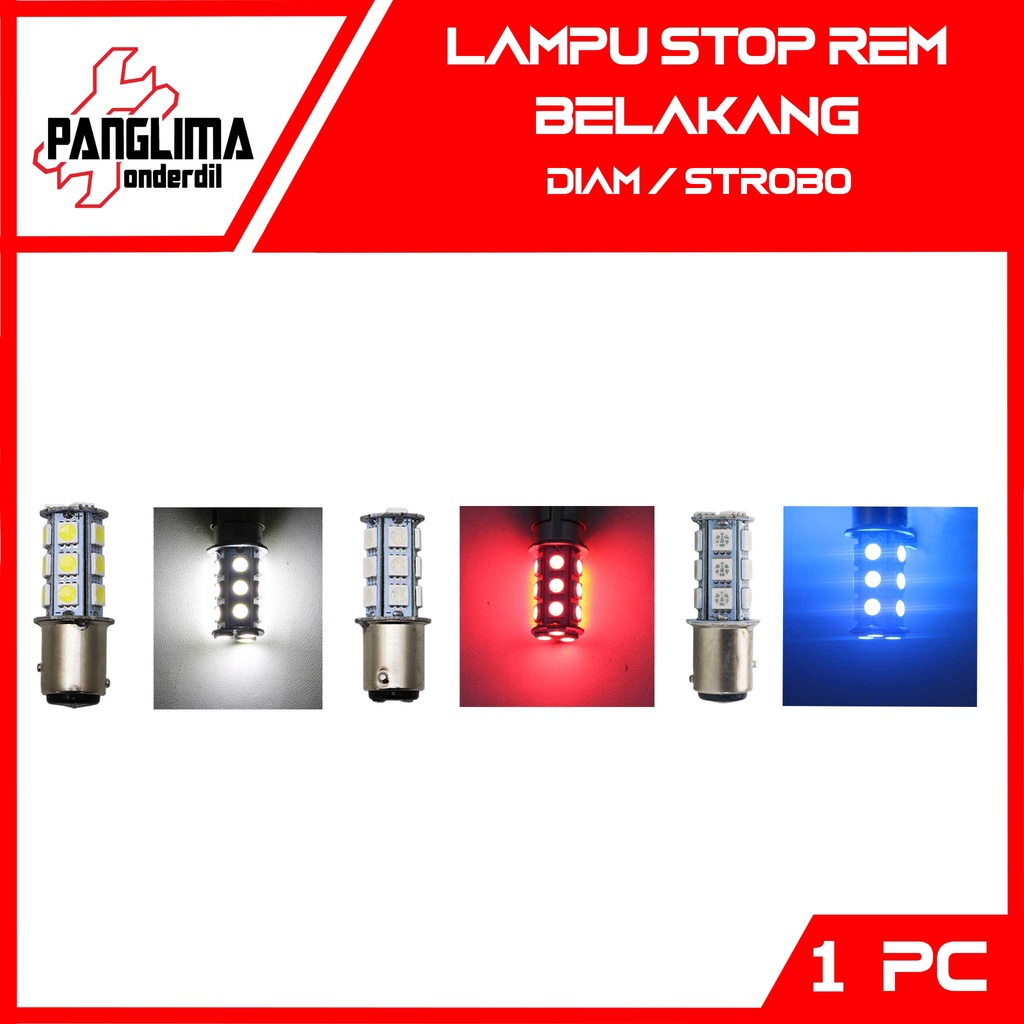 Lampu Stop Universal 18 Titik-Mata LED SMD 5050 Merah-Putih-Biru Stop Lamp-Stoplamp Rem Belakang Strobo-Kedap Kedip Diam