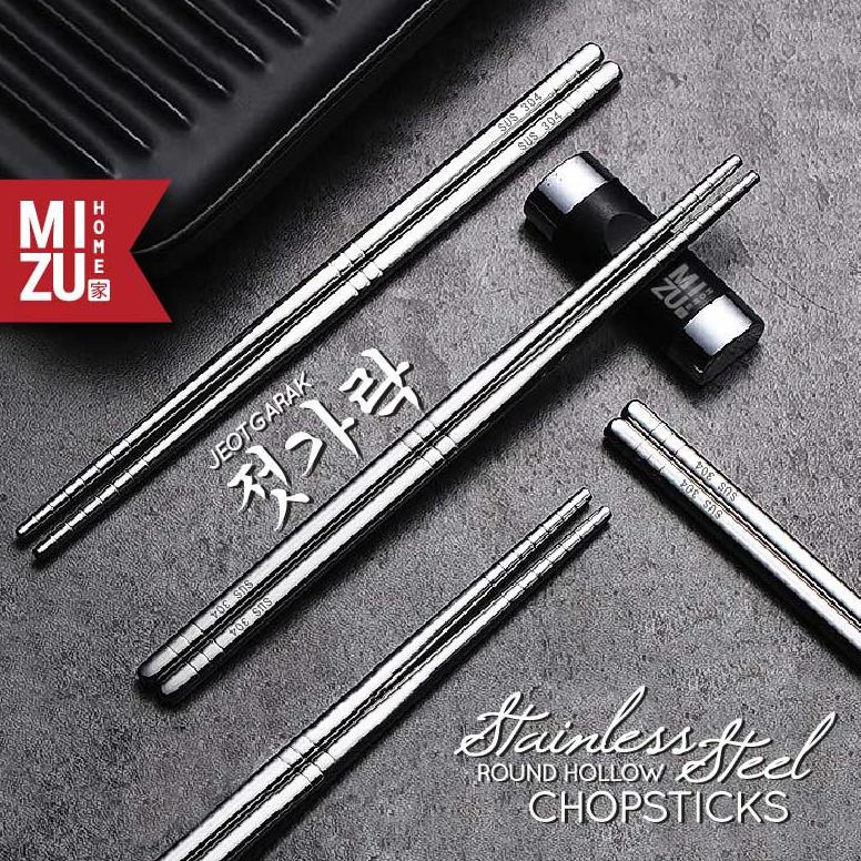 JEOTGARAK 304 Stainless Steel Round Hollow Chopsticks Sumpit Stenlis Korea Ringan Sumpit Bakmi Sushi