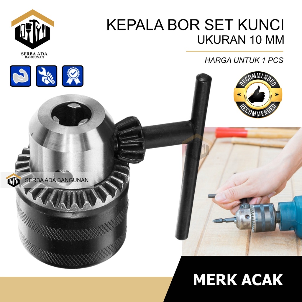 KUNCI + KEPALA BOR / DRILL CHUCK WITH KEY 1.5 - 10 MM DAN 13MM /1 SET KOMPLIT