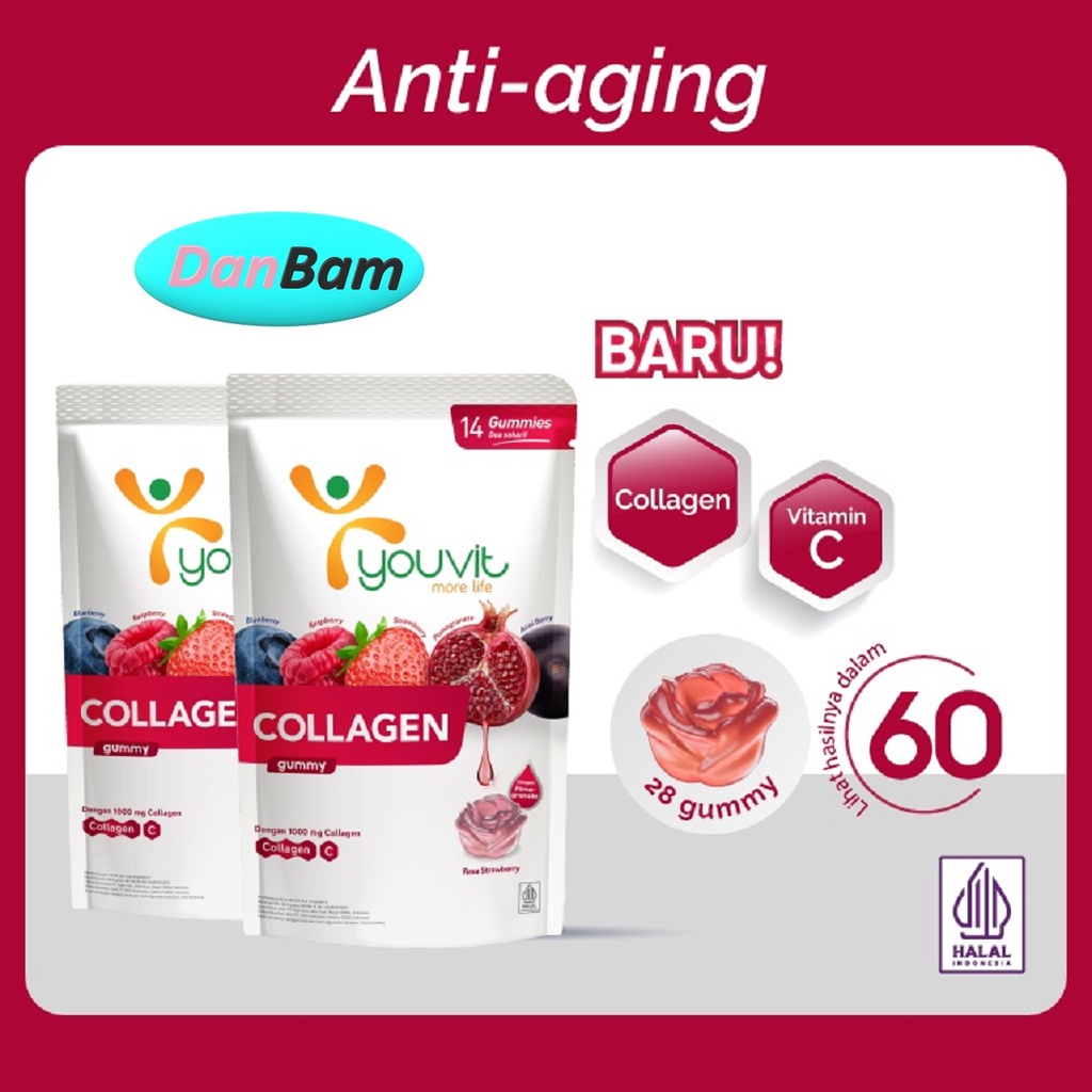 Youvit Collagen 14 Hari dengan VERISOL®️ Bioactive Collagen Peptides®️, Vitamin C, Superberries untuk Kulit Glowing