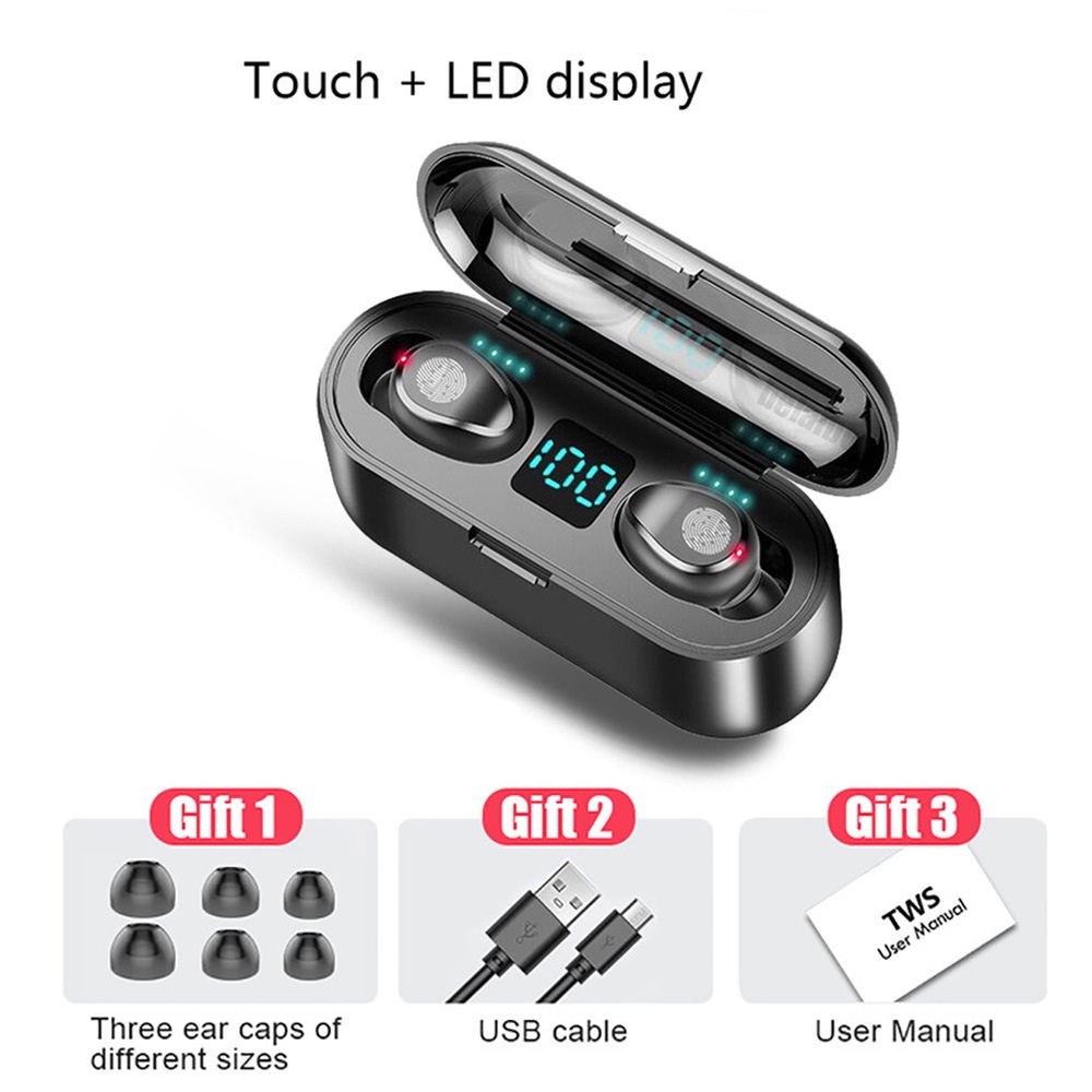 Headset TWS-F9 Earphone Bluetooth 5.0 HiFi Earphone wireless