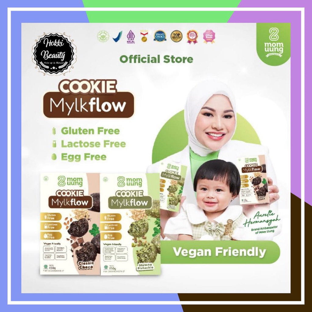 MOM UUNG COOKIE ASI BOOSTER MYLKFLOW CLASSIC CHOCO ATAU MATCHA PISTACHIO /COOKIE SEHAT PELANCAR ASI/ VEGAN