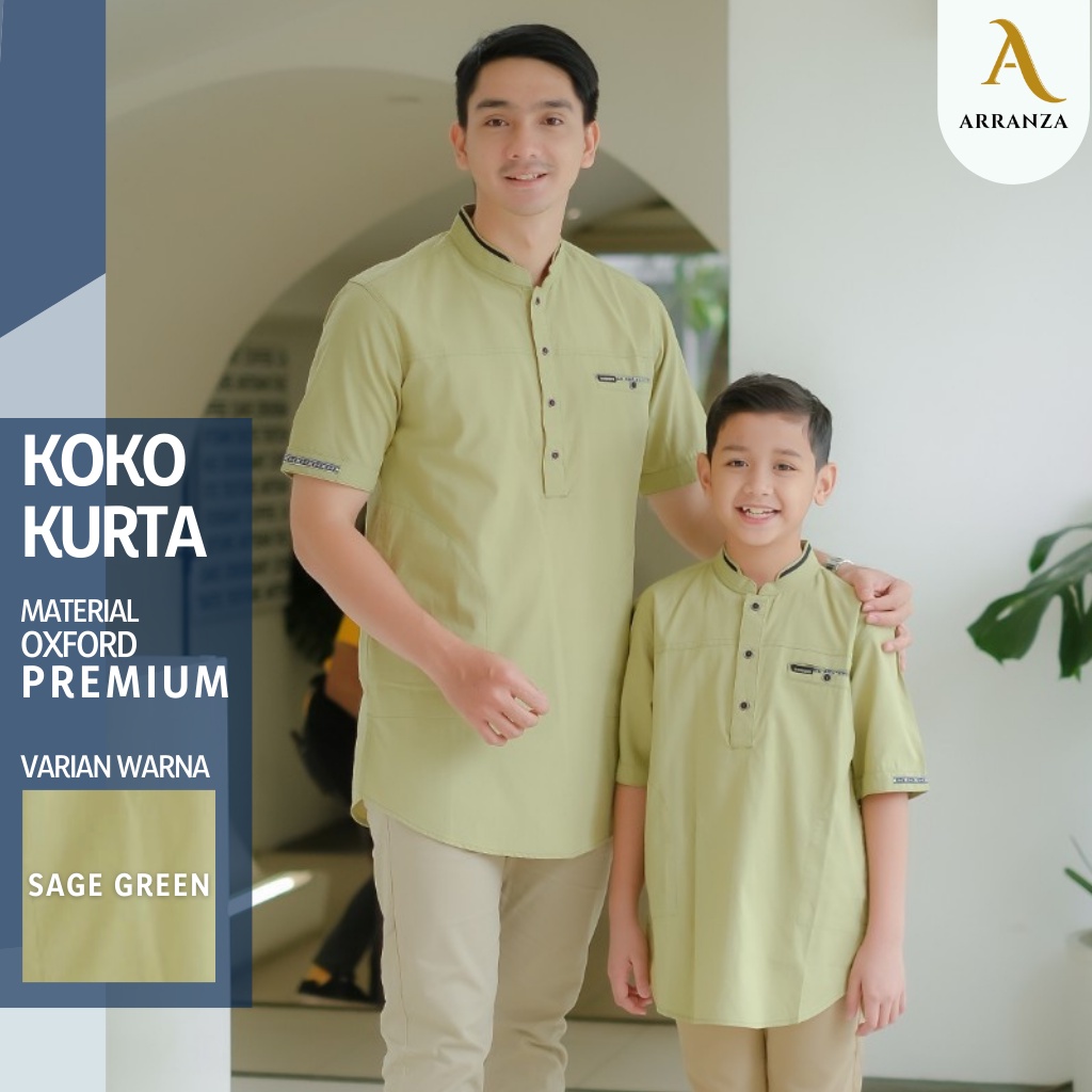 Baju koko Couple ayah dan anak lengan pendek bahan premium adem nyaman dipakai atasan muslim pria or