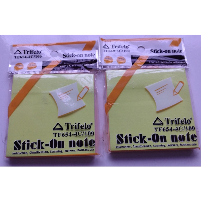 

Stick-On Note Trifelo TF 654-4C Bentuk Kotak 76 x 76 mm