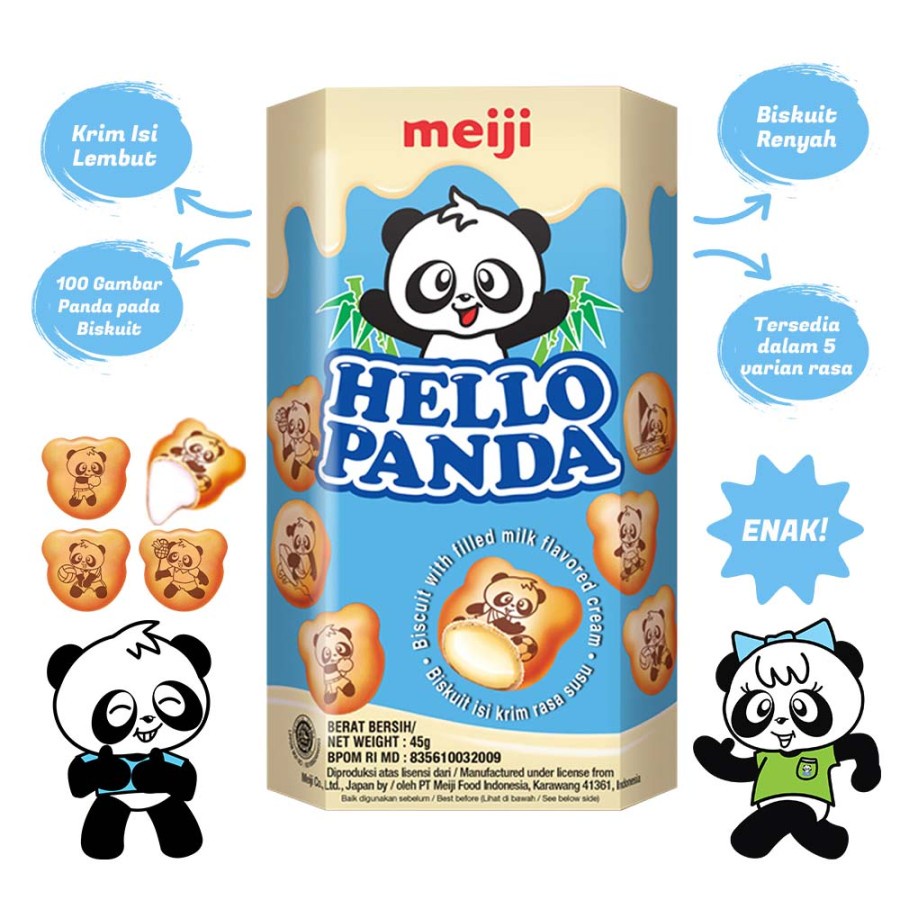 MEIJI HELLO PANDA MILK VANILLA 45GR SNACK SUSU VANILA