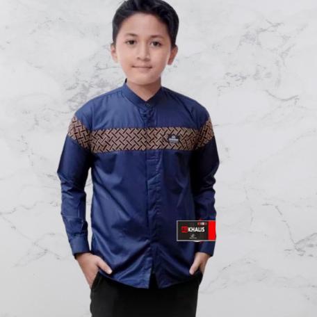 ✵ Baju Koko anak Lengan Panjang remaja SD SMP kombinasi batik ✧