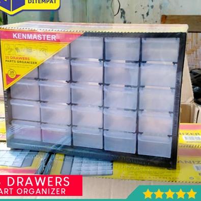♖ Kenmaster Organizer Rak Susun Drawer 25 Slot Kotak Spare Part Elektronika Komponen ➼