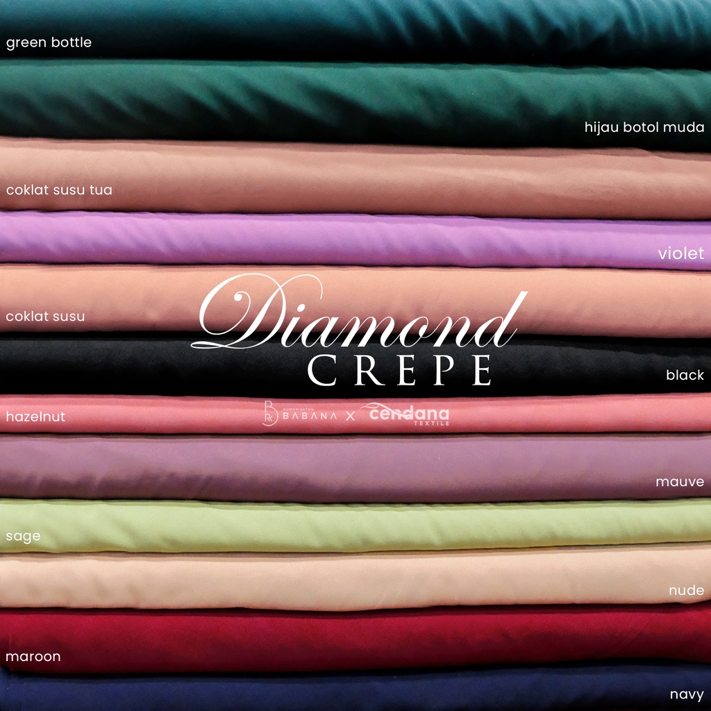 Babana Kain Gamis Blouse Bahan Diamond Crepe Polos Warna