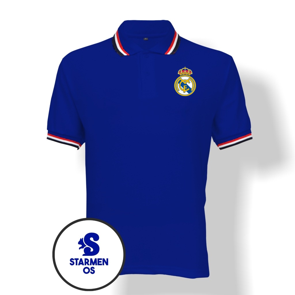 Kaos Wangki Polo T-Shirt Pria Kerah 3 List Logo REAL MADRID