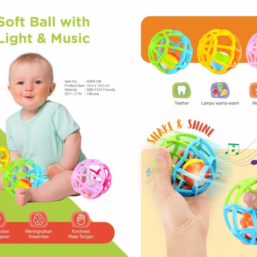 GOODWAY SOFT ACTIVITY BALL WITH LIGHT & MUSIC/MAINAN BOLA LAMPU BAYI & ANAK