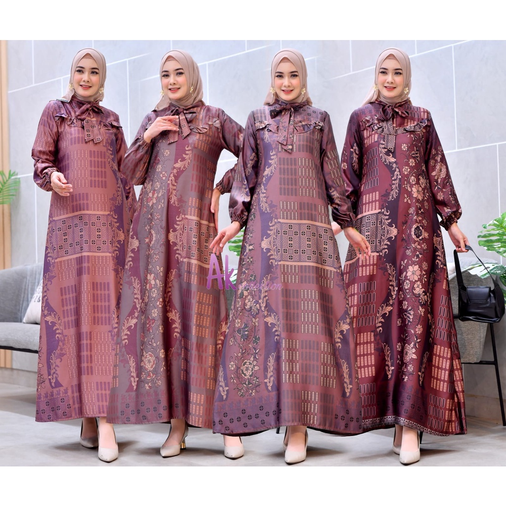 Sauna_Fashion.id/Gamis Wanita Maxmara Premium Terbaru Mewah 2023/Baju Dress Lebaran Perempuan Remaja