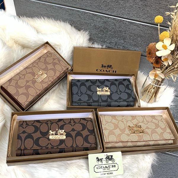 STOK TERBATAS DOMPET PANJANG WANITA COACH MAGNET LIPAT IMPORT FREE BOX