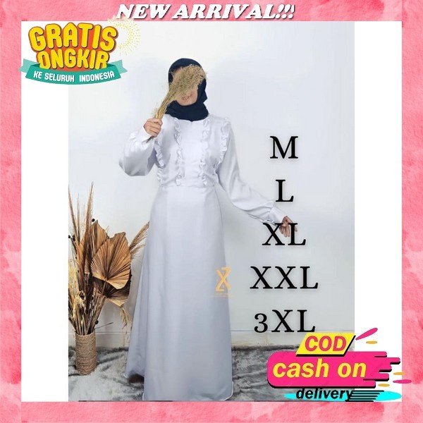 Gamis Lebaran  Brezani Midi Long Dress Remaja Ruffle Fit Xl - Xxl Dewasa Import Muslimah Murah Warna
