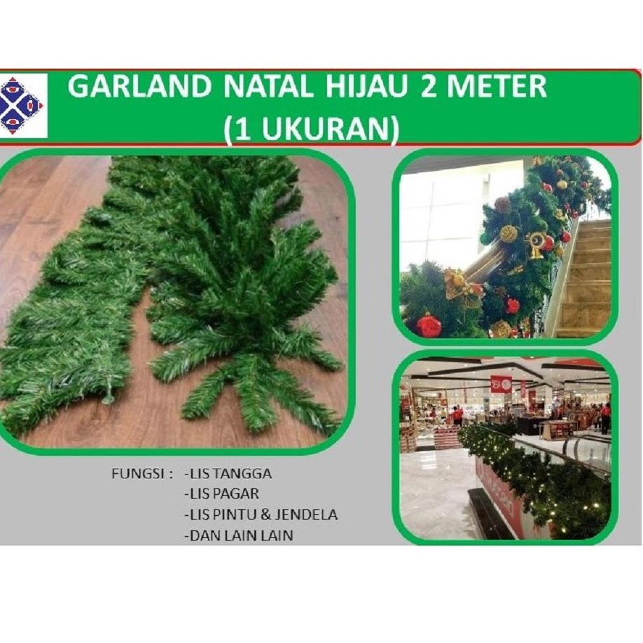 ➹ Garland Natal 2 Meter - Hijau Polos ♙
