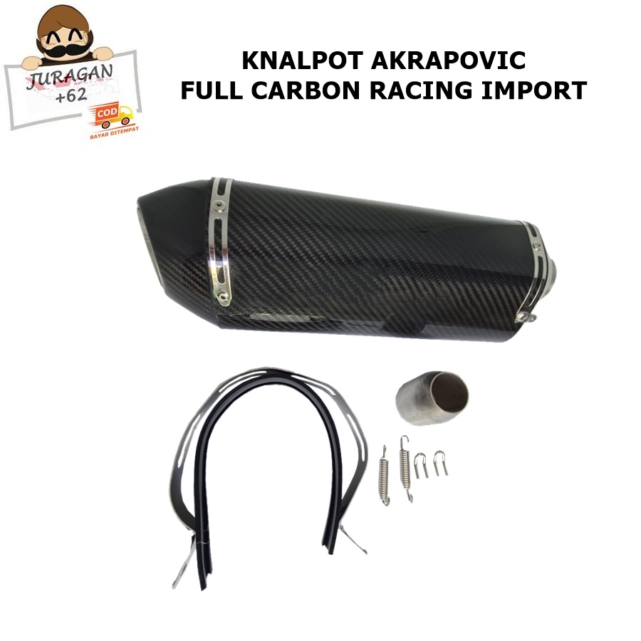 KNALPOT AKRAPOVIC FULL CARBON 52MM SILENCER RACING IMPORT