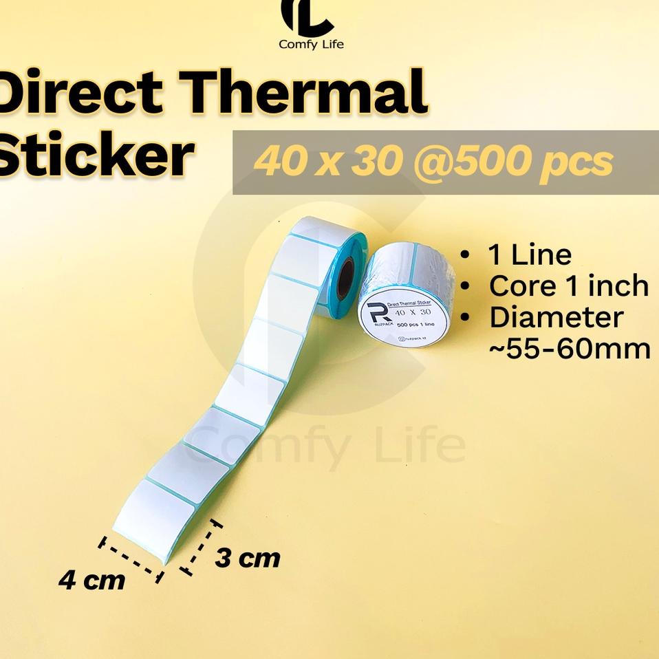 

Belanja Mantap DIRECT THERMAL STICKER [40x30 MM] KERTAS LABEL STIKER BARCODE 1 LINE 500 PCS