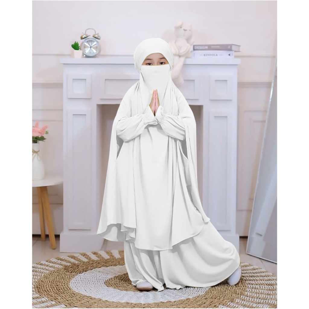 FenishaStore French Khimar Kids Satimah Set / Baju Muslimah Anak / Gamis Anak Sholehah dengan Cadar