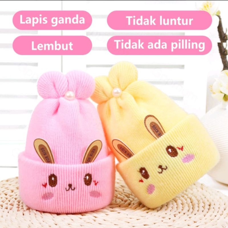 kupluk bayi bahan rajut lembut motof kelinci, baby hat topi bayi