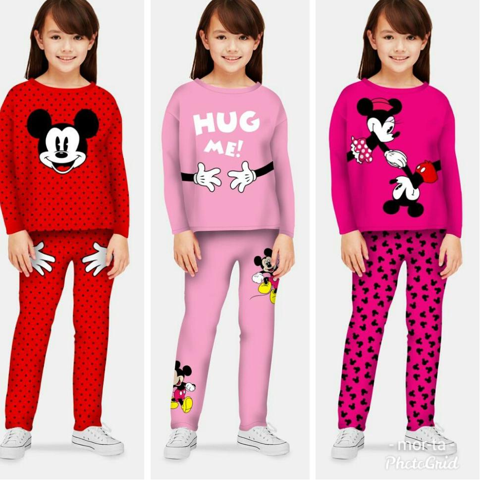 SIAP KIRIM Baju Tidur Kaos Anak Perempuan Umur 3-12 Tahun / Setelan Baju Tidur Anak Cewek / Baju Ana