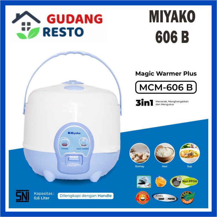 Miyako 606B / 606-B / 606 B Rice Cooker / Magic Com 3 in 1 kecil 0.6 L PENANAK NASI TRAVEL CAMPING ANAK KOS