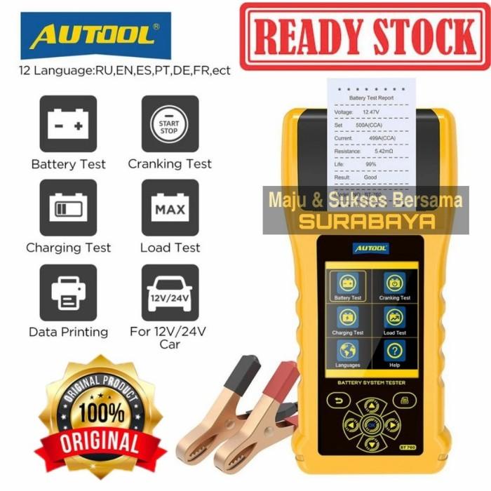 Terlaris Autool Bt760 Bt-760 6-30V Battery Tester Analyzer Baterai Aki Printer